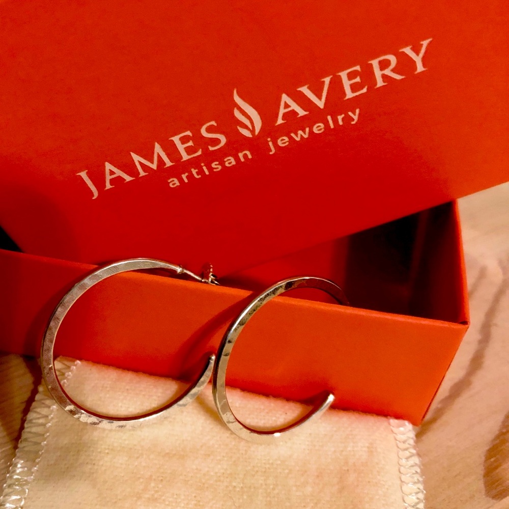 James Avery Sterling Silver Hammered Hoop Earrings
